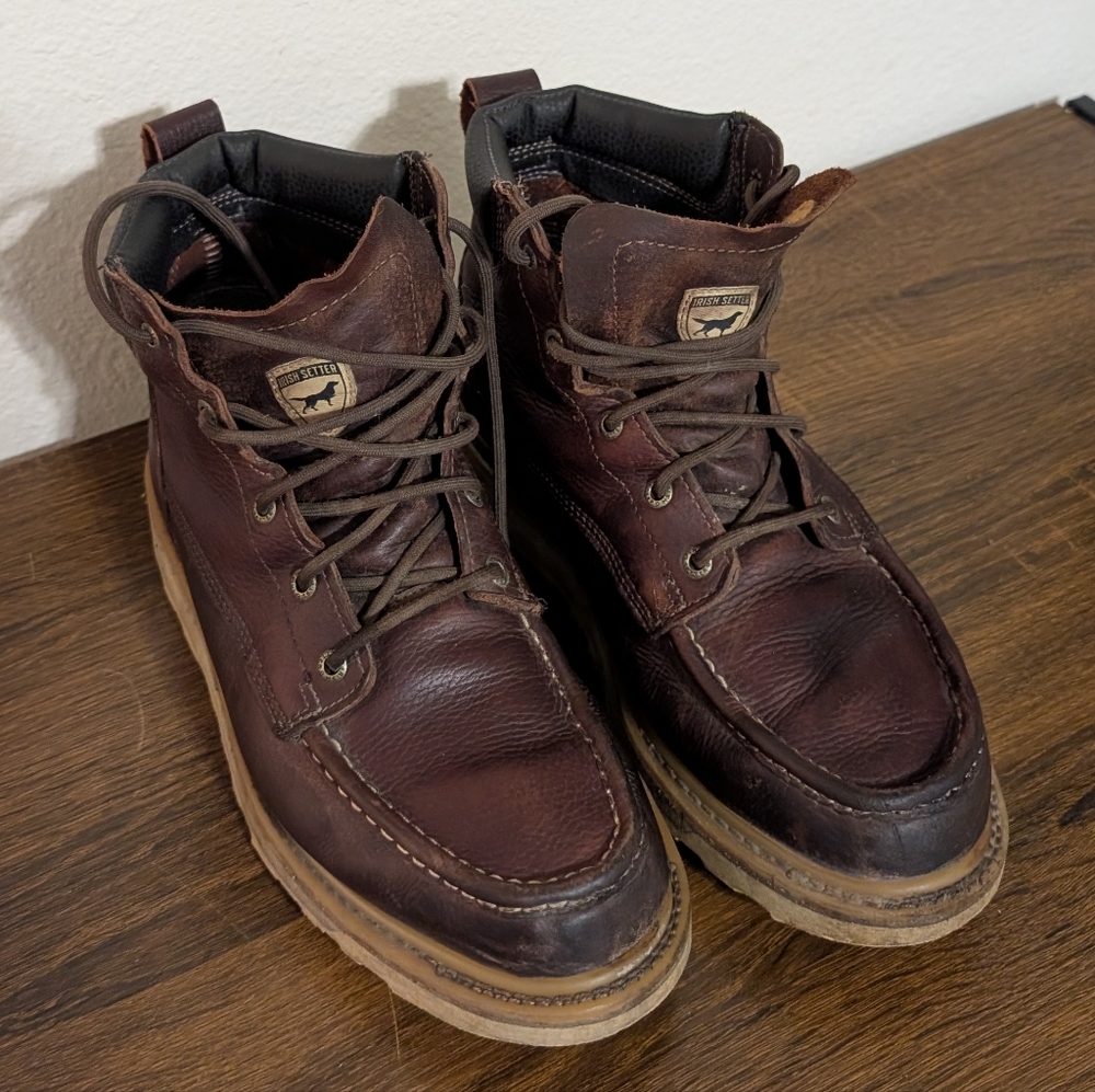 Irish Setter 83605 Ashby Work Boot for Men Size 11 Brown Soft Toe Brown Leather